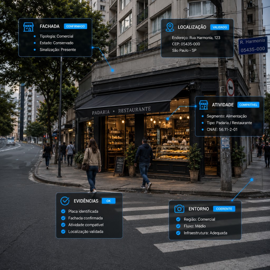 Fortview analisando fachada, localização, atividade e entorno de um estabelecimento